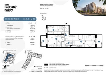 rzut mieszkanie na sprzedaż 58m2 mieszkanie Wrocław, Kleczków, ul. Czochralskiego/ Miłosza