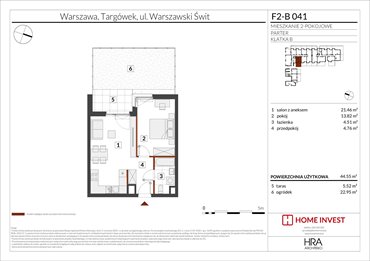rzut mieszkanie na sprzedaż 45m2 mieszkanie Warszawa, ul. Warszawski Świt