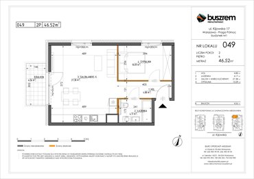 rzut mieszkanie na sprzedaż 47m2 mieszkanie Warszawa, Praga Północ, Kijowska 17