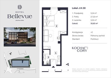 rzut mieszkanie na sprzedaż 36m2 mieszkanie Jelenia Góra, Centrum, ul. Jana III Sobieskiego 56