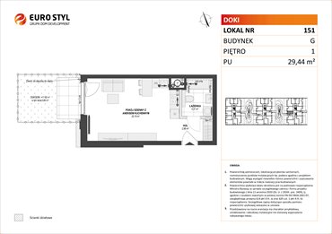 rzut mieszkanie na sprzedaż 29m2 mieszkanie Gdańsk, Śródmieście, ks. Jerzego Popiełuszki/Rybaki Górne