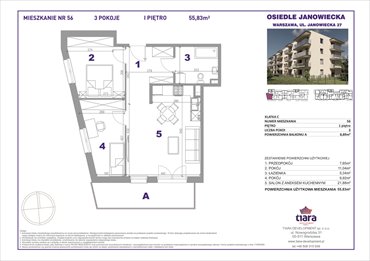 rzut mieszkanie na sprzedaż 56m2 mieszkanie Warszawa, Targówek, Janowiecka 27
