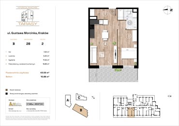 rzut mieszkanie na sprzedaż 44m2 mieszkanie Kraków, Wzgórza Krzesławickie, Gustawa Morcinka