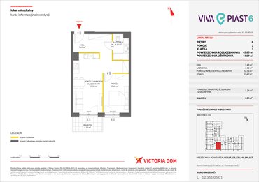 rzut mieszkanie na sprzedaż 46m2 mieszkanie Kraków, Mistrzejowice, ul. Piasta