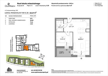 rzut mieszkanie na sprzedaż 49m2 mieszkanie Łódź, Widzew, Przybyszewskiego 292-300