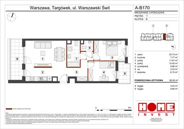 rzut mieszkanie na sprzedaż 69m2 mieszkanie Warszawa, Targówek, ul. Warszawski Świt 12