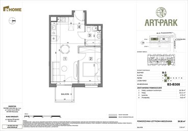 rzut mieszkanie na sprzedaż 39m2 mieszkanie Łódź, Polesie, Wołowa 4A