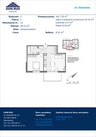 rzut mieszkanie na sprzedaż 48m2 mieszkanie Kraków, Bronowice Wielkie, Stawowa