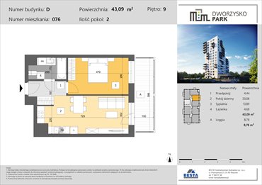 rzut mieszkanie na sprzedaż 43m2 mieszkanie Rzeszów, Przybyszówka, Dworzysko