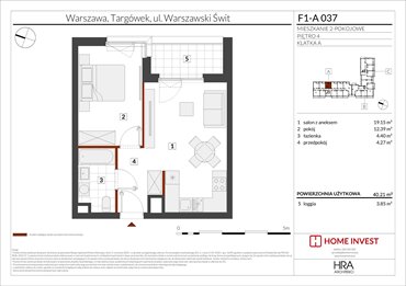 rzut mieszkanie na sprzedaż 40m2 mieszkanie Warszawa, ul. Warszawski Świt