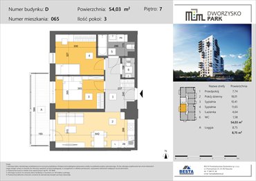rzut mieszkanie na sprzedaż 54m2 mieszkanie Rzeszów, Przybyszówka, Dworzysko