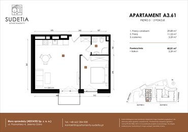 rzut mieszkanie na sprzedaż 45m2 mieszkanie Jelenia Góra, POZNAŃSKA 4