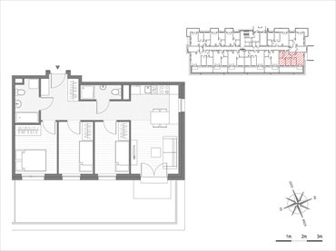 rzut mieszkanie na sprzedaż 58m2 mieszkanie Kraków, Mistrzejowice, os.Piastów 75