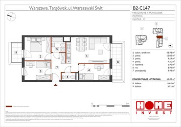 rzut mieszkanie na sprzedaż 68m2 mieszkanie Warszawa, Targówek, ul. Warszawski Świt 12