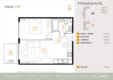 rzut mieszkanie na sprzedaż 37m2 mieszkanie Kraków, Rzemieślnicza 22-24