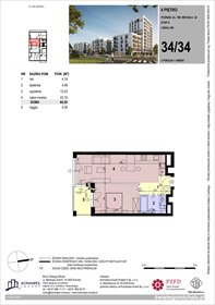 rzut mieszkanie na sprzedaż 44m2 mieszkanie Poznań, Komandoria, Świętego Michała 36
