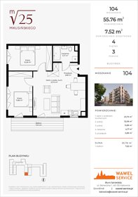 rzut mieszkanie na sprzedaż 56m2 mieszkanie Katowice, Mikusińskiego 25