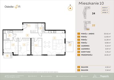rzut mieszkanie na sprzedaż 91m2 mieszkanie Kraków, Rzemieślnicza 22-24