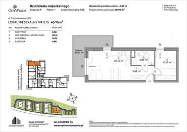 rzut mieszkanie na sprzedaż 41m2 mieszkanie Łódź, Widzew, Przybyszewskiego 292-300