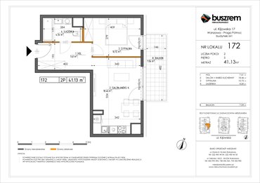 rzut mieszkanie na sprzedaż 41m2 mieszkanie Warszawa, Praga Północ, Kijowska 17