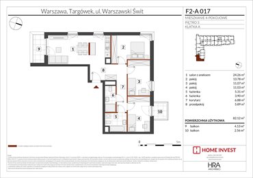 rzut mieszkanie na sprzedaż 82m2 mieszkanie Warszawa, ul. Warszawski Świt