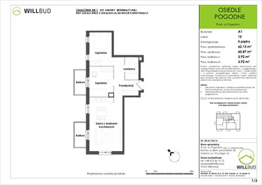 rzut mieszkanie na sprzedaż 61m2 mieszkanie Puck, Pogodna