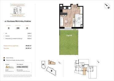 rzut mieszkanie na sprzedaż 29m2 mieszkanie Kraków, Wzgórza Krzesławickie, Gustawa Morcinka