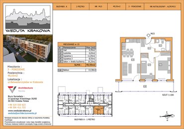 rzut mieszkanie na sprzedaż 50m2 mieszkanie Kraków, Krowodrza, ul. Papierni Prądnickich  48