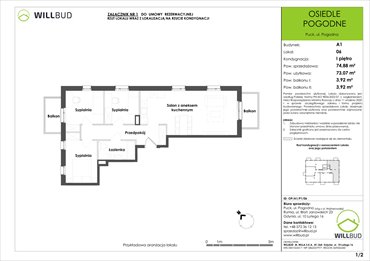 rzut mieszkanie na sprzedaż 73m2 mieszkanie Puck, Pogodna