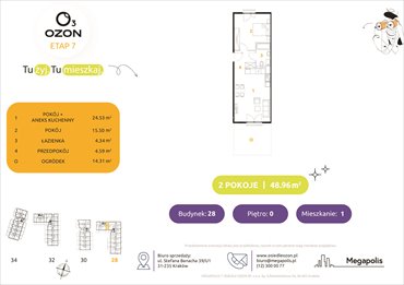 rzut mieszkanie na sprzedaż 49m2 mieszkanie Kraków, Prądnik Biały, Banacha 28-34