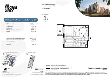 rzut mieszkanie na sprzedaż 34m2 mieszkanie Wrocław, Kleczków, ul. Czochralskiego/ Miłosza