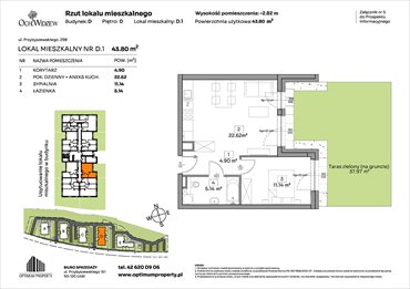 rzut mieszkanie na sprzedaż 44m2 mieszkanie Łódź, Widzew, Przybyszewskiego 292-300