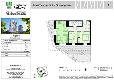 rzut mieszkanie na sprzedaż 49m2 mieszkanie Rzeszów, Paderewskeigo 51