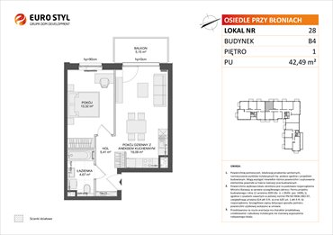 rzut mieszkanie na sprzedaż 42m2 mieszkanie Rumia, Janowo, Błoń Janowskich