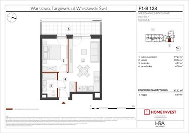 rzut mieszkanie na sprzedaż 38m2 mieszkanie Warszawa, ul. Warszawski Świt