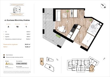 rzut mieszkanie na sprzedaż 34m2 mieszkanie Kraków, Wzgórza Krzesławickie, Gustawa Morcinka