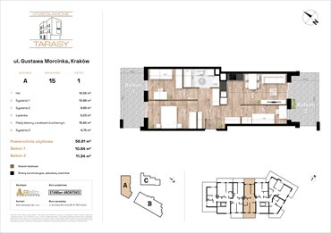 rzut mieszkanie na sprzedaż 59m2 mieszkanie Kraków, Wzgórza Krzesławickie, Gustawa Morcinka