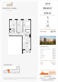 rzut mieszkanie na sprzedaż 69m2 mieszkanie Kraków, Mistrzejowice, Osiedle Piastów 63