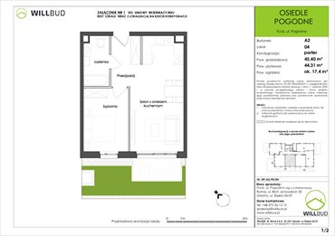 rzut mieszkanie na sprzedaż 44m2 mieszkanie Puck, Pogodna