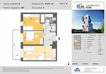 rzut mieszkanie na sprzedaż 54m2 mieszkanie Rzeszów, Przybyszówka, Dworzysko