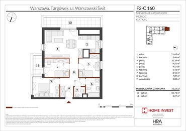rzut mieszkanie na sprzedaż 75m2 mieszkanie Warszawa, ul. Warszawski Świt