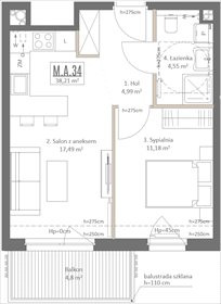rzut mieszkanie na sprzedaż 38m2 mieszkanie Gdańsk, Osowa, Izydy