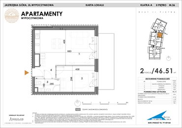 rzut mieszkanie na sprzedaż 47m2 mieszkanie Jastrzębia Góra, Wypoczynkowa