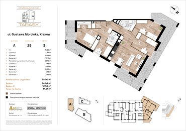 rzut mieszkanie na sprzedaż 99m2 mieszkanie Kraków, Wzgórza Krzesławickie, Gustawa Morcinka