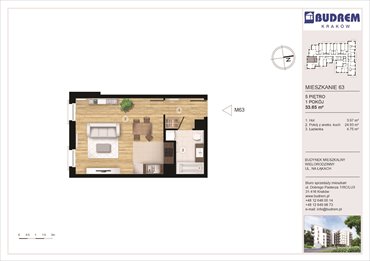 rzut mieszkanie na sprzedaż 34m2 mieszkanie Kraków, ul. Na Łąkach