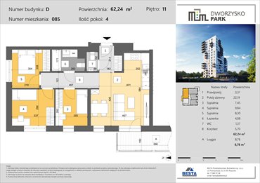 rzut mieszkanie na sprzedaż 62m2 mieszkanie Rzeszów, Przybyszówka, Dworzysko