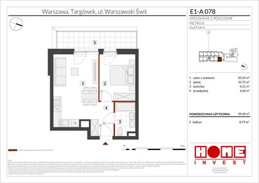 rzut mieszkanie na sprzedaż 39m2 mieszkanie Warszawa, Targówek, ul. Warszawski Świt