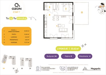 rzut mieszkanie na sprzedaż 54m2 mieszkanie Kraków, Prądnik Biały, Banacha 28-34