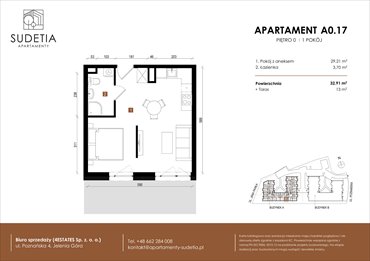 rzut mieszkanie na sprzedaż 33m2 mieszkanie Jelenia Góra, POZNAŃSKA 4