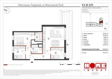 rzut mieszkanie na sprzedaż 78m2 mieszkanie Warszawa, Targówek, ul. Warszawski Świt